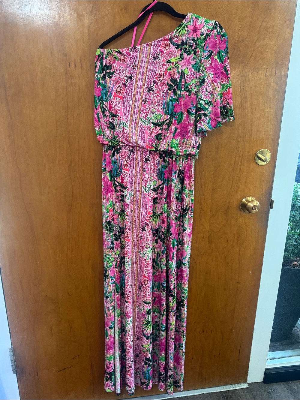 INC International Concepts One-Shoulder Pink Floral Maxi Dress